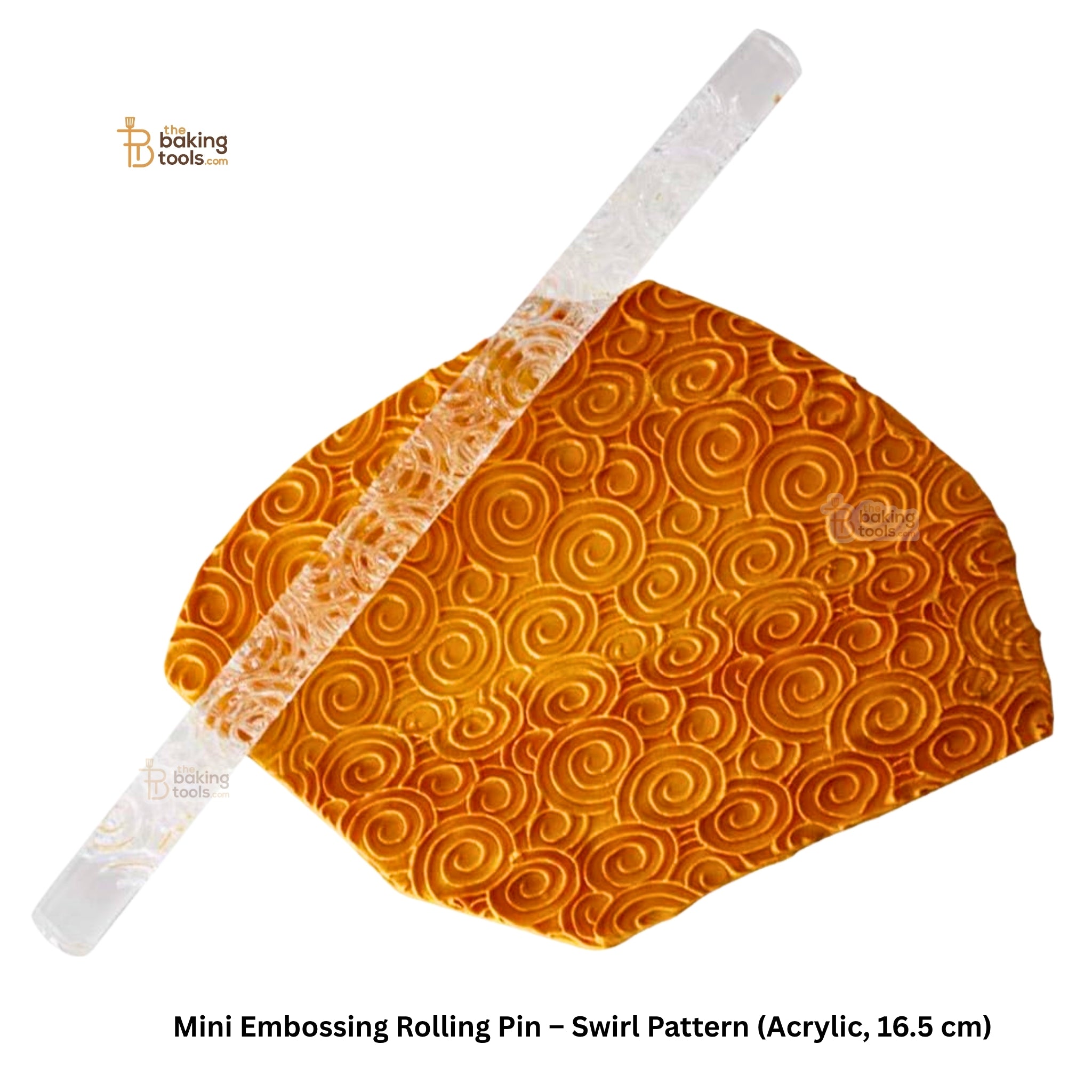 Mini Embossing Rolling Pin – Swirl Pattern (Acrylic, 16.5 cm)